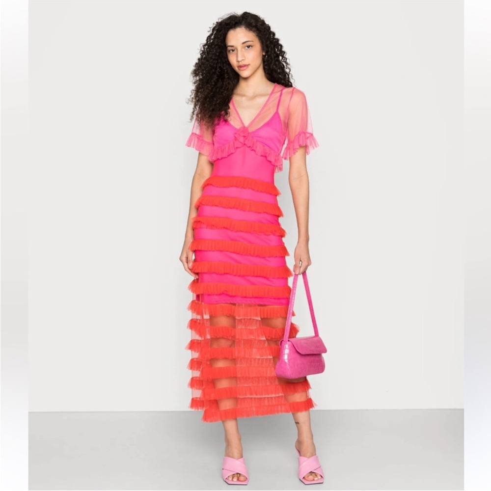 Never Fully Dress Kate Sheer Pleated Ruffle Dress